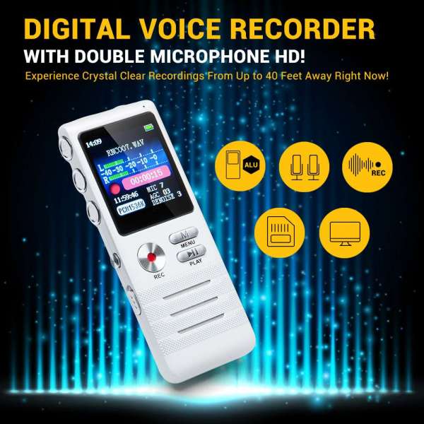 Mini Portable 8GB Digital Voice Sound Recorder with Double Microphone HD Recording Device